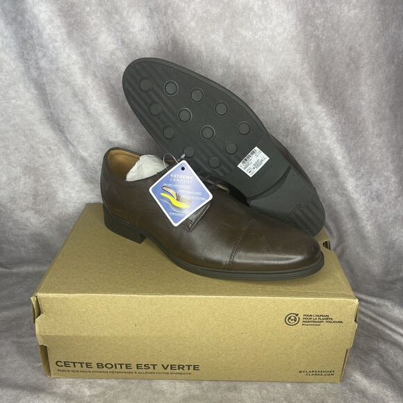 New In Box Men\'s Clarks, Cap Toe Oxford 26156672 Dark Brown Leather 10 M main image 8